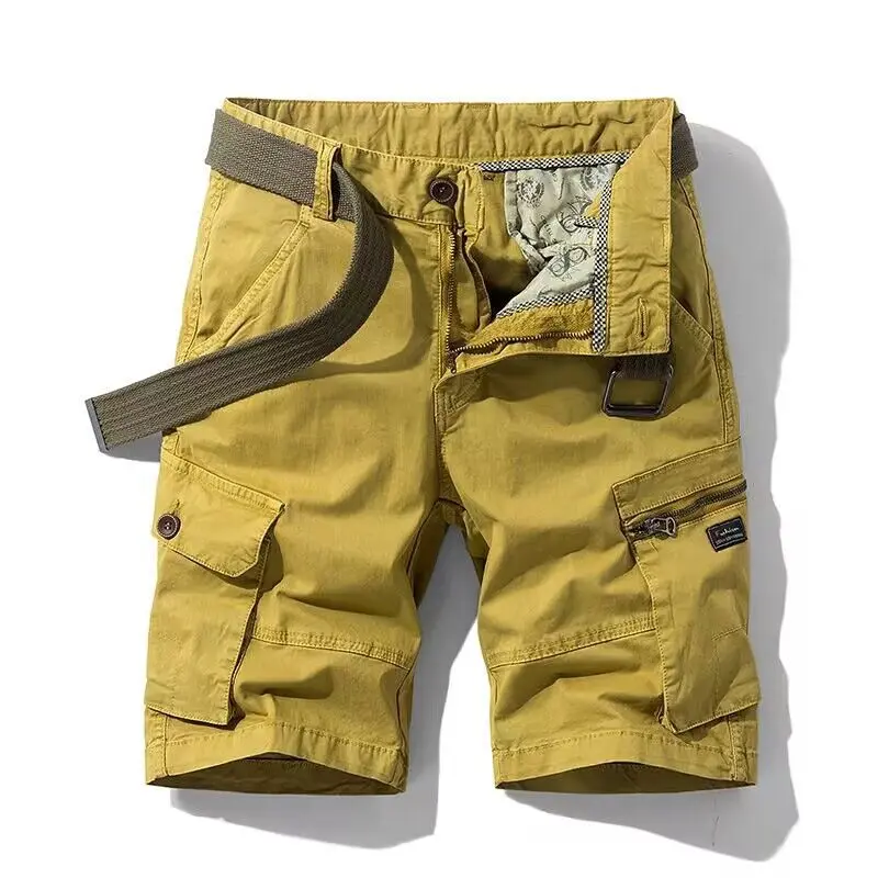 Men Summer Cargo Shorts Casual Tool Shorts High Quality Man Summer Military Multi Pocket Pants Loose Cargo Pants No belts 38