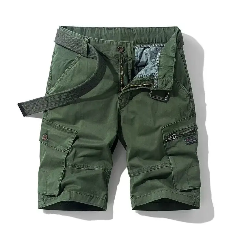Men Summer Cargo Shorts Casual Tool Shorts High Quality Man Summer Military Multi Pocket Pants Loose Cargo Pants No belts 38