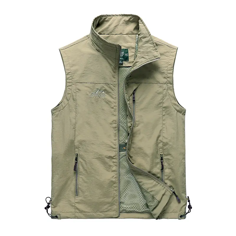 New Summer Men Outdoor Thin Mesh Breathable Waistcoats Climbing Sleeveless Jackets Cargo Vests Male Sportswear Casual Vests 6XL