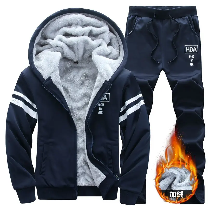 Men Winter Sets 8XL Tracksuits Hoodies Casual Hooded Warm Sweatshirts Thicker Fleece Jackets Pants 2 P Men Moleton Masculino