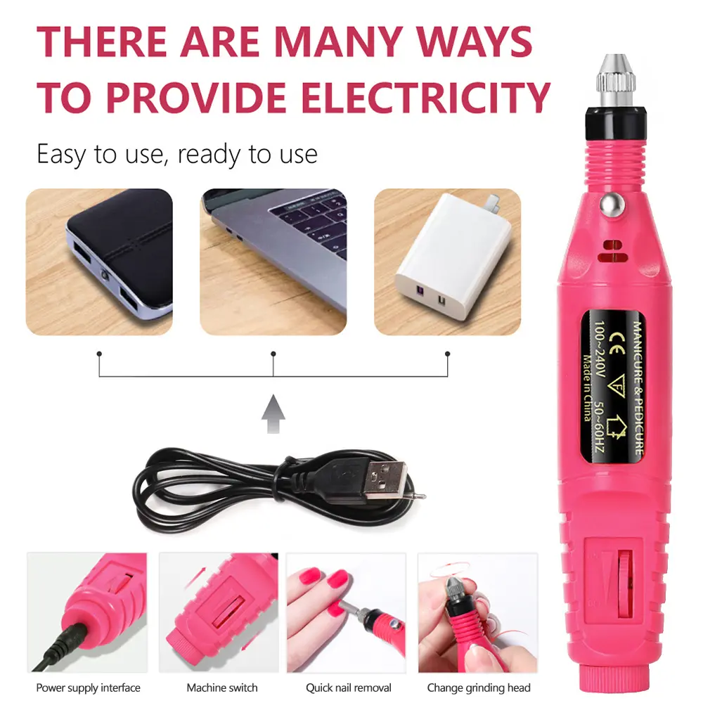 LINMANDA Electric Nail Polish Drill Machine Professional Electric Nail File Kit for Acrylic Gel Nails Manicure Pedicure Home Use