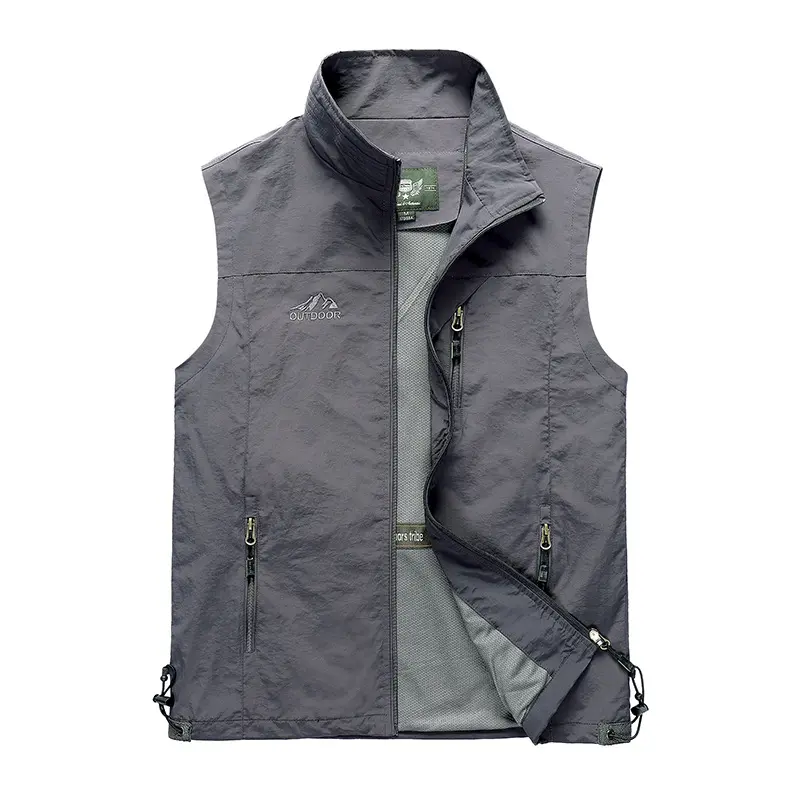 New Summer Men Outdoor Thin Mesh Breathable Waistcoats Climbing Sleeveless Jackets Cargo Vests Male Sportswear Casual Vests 6XL
