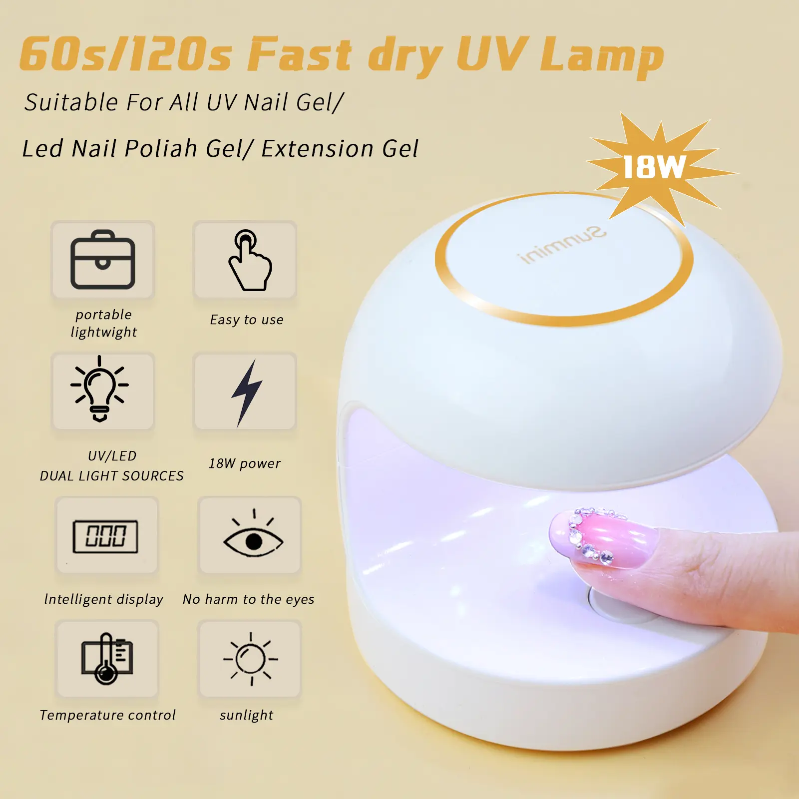 LINMANDA Mini UV LED Nail Lamp Portable Quick-Dry 18W Gel Nail Curing Lamp for Gel Polish Resin Glue Gel Extension Gel Manicure