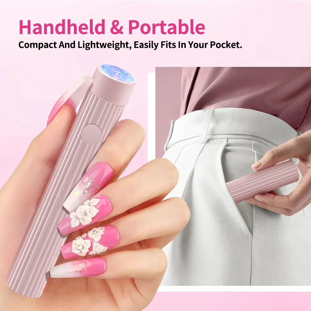 LINMANDA Portable UV/LED Pen Shape Nail Lamp for Gel Nail Polish/Press on Nails Cordless Rechargeable USB Nail Dryer for Travel