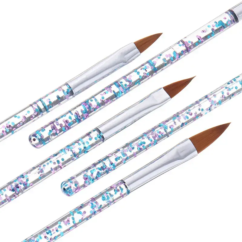 LINMANDA Nail Art Brush Acrylic UV Gel Glitter Drawing Painting Brushes Crystal Handle Nylon Hair Carving Flower Pens