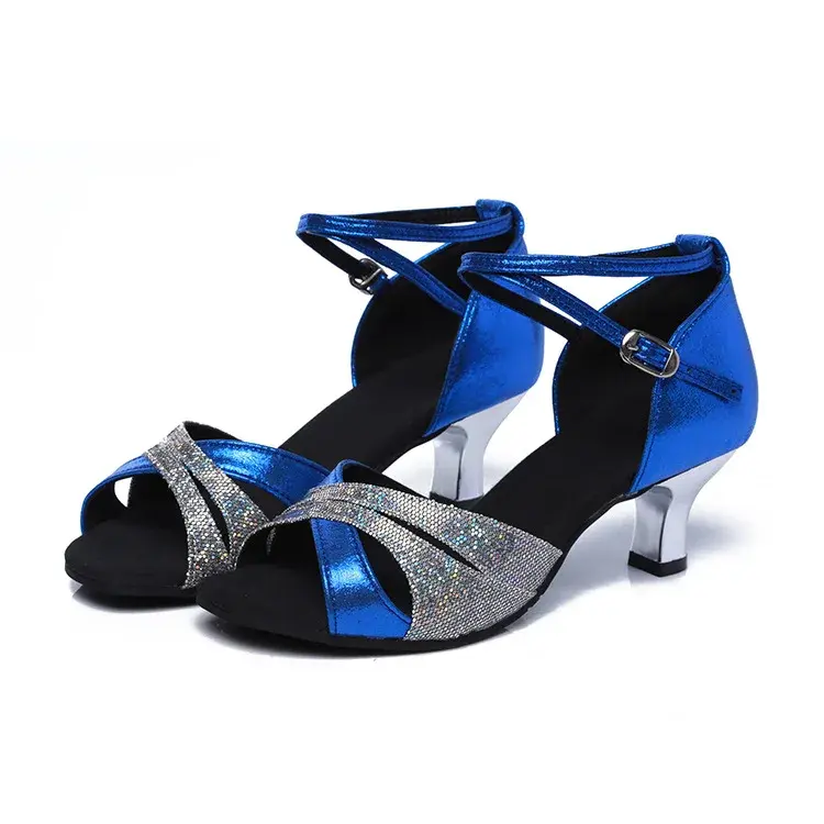 XIHAHA Women Latin Dance Shoes Soft Sole Ballroom Tango Dancing Shoes for Woman Ladies Girl Sequin 5cm Heeled Party Thick