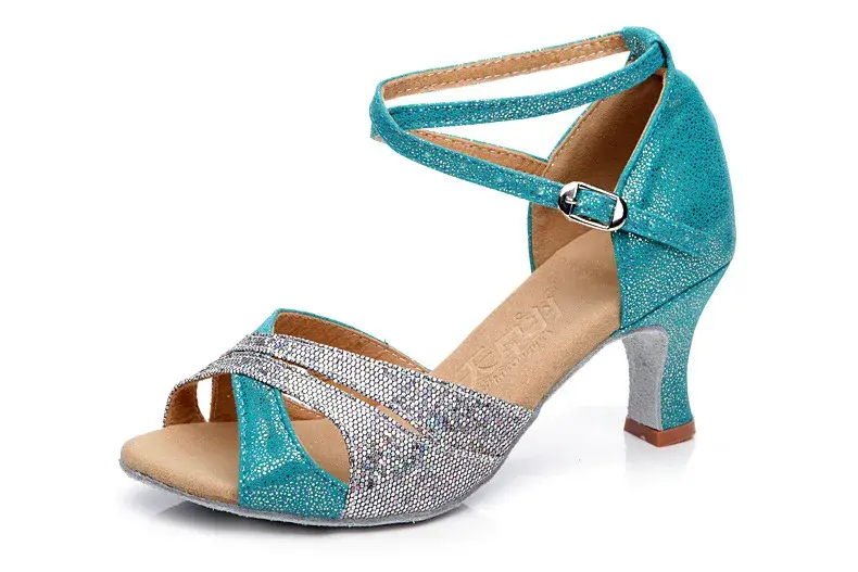 XIHAHA Women Latin Dance Shoes Soft Sole Ballroom Tango Dancing Shoes for Woman Ladies Girl Sequin 5cm Heeled Party Thick