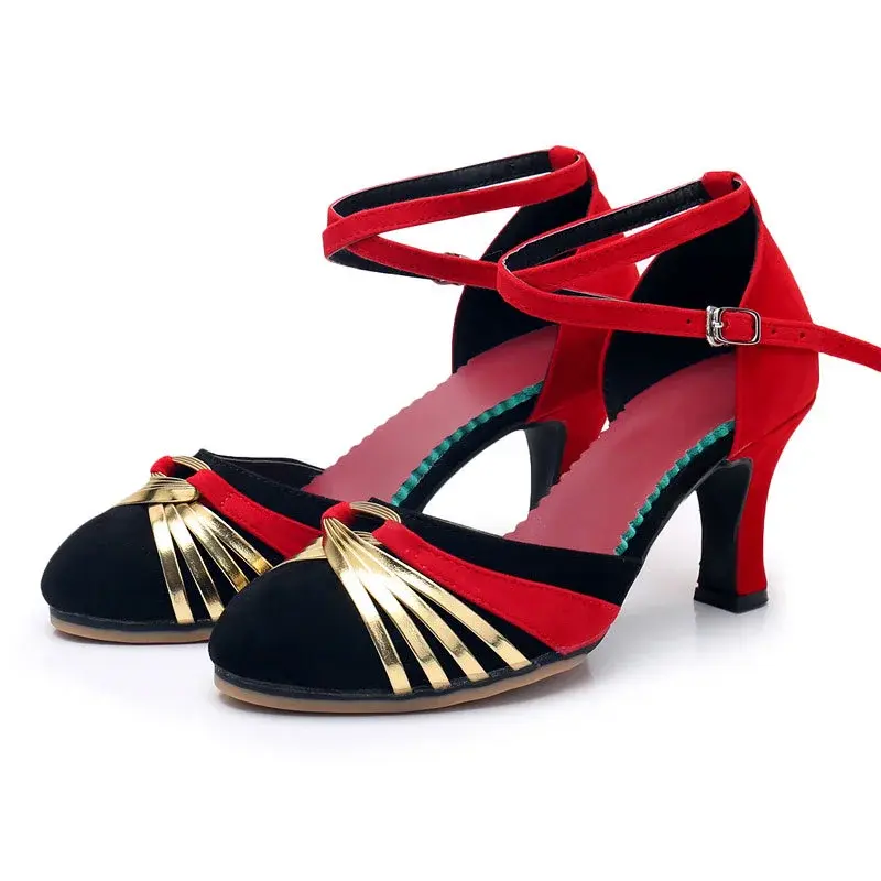 XIHAHA  Latin Dance Shoes for Women Girls Tango Ballroom Dance Shoe High Heel Soft Satin Dancing Shoes 3/5/7/cm Ballroom Sandals