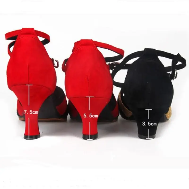 XIHAHA  Latin Dance Shoes for Women Girls Tango Ballroom Dance Shoe High Heel Soft Satin Dancing Shoes 3/5/7/cm Ballroom Sandals