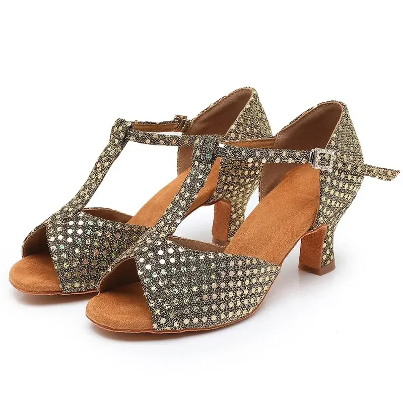 XIHAHA Woman Rhinestone Latin Dance Shoes Tango Ballroom Dance Shoe Ladies High Heels Soft Sole Women Sandals Wedding Shoes