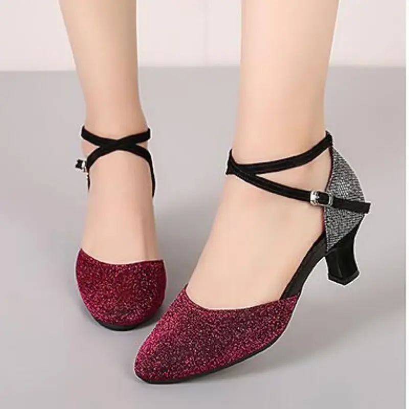 XIHAHA Girls Dance Shoes for Women Ladies Ballroom Modern Tango Dancing Performance Pratice Shoes Woman High-heeled Shoes