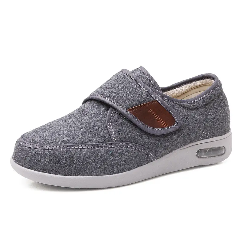 XIHAHA New Autumn and Winter Old People Shoe Senile Wide Feet Swollen Shoes Eversion Soft Comfortable Diabetic Walking Shoes