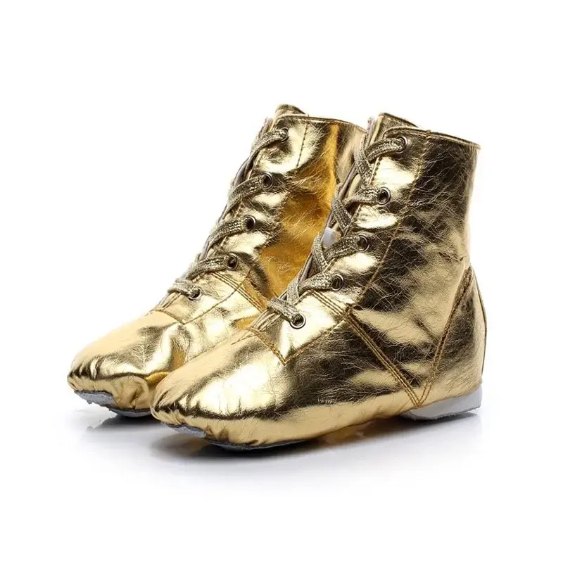 XIHAHA Fashion Women's Practice Dance Shoes Jazz Boots PU Leather Soft Sole for Practicing Men Woman Gold Silver Ballet Shoes