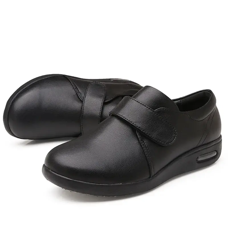 XIHAHA Fashion Leather Old People Shoe Man Shoes Senile Wide Feet Swollen Shoe men Eversion Soft Comfortable Diabetic Shoes