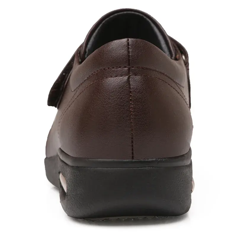 XIHAHA Fashion Leather Old People Shoe Man Shoes Senile Wide Feet Swollen Shoe men Eversion Soft Comfortable Diabetic Shoes