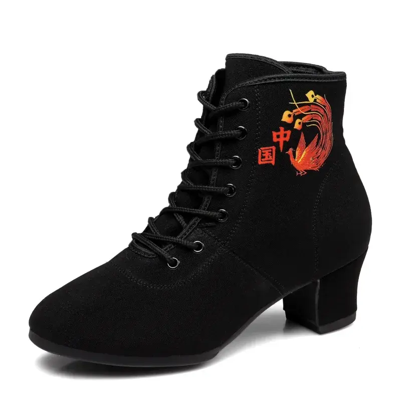 XIHAHA Girls High Top Latin Dance Shoes Women Black Salsa Jazz Dancing Boots Shoe Heel Outdoor Adult Woman Ballroom Sneakers