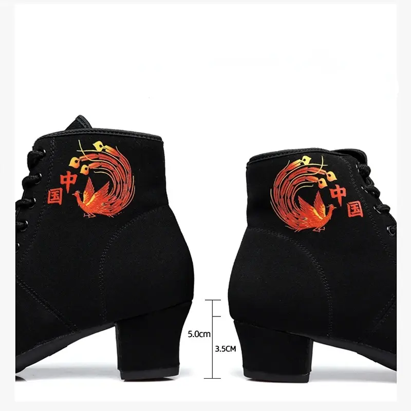 XIHAHA Girls High Top Latin Dance Shoes Women Black Salsa Jazz Dancing Boots Shoe Heel Outdoor Adult Woman Ballroom Sneakers