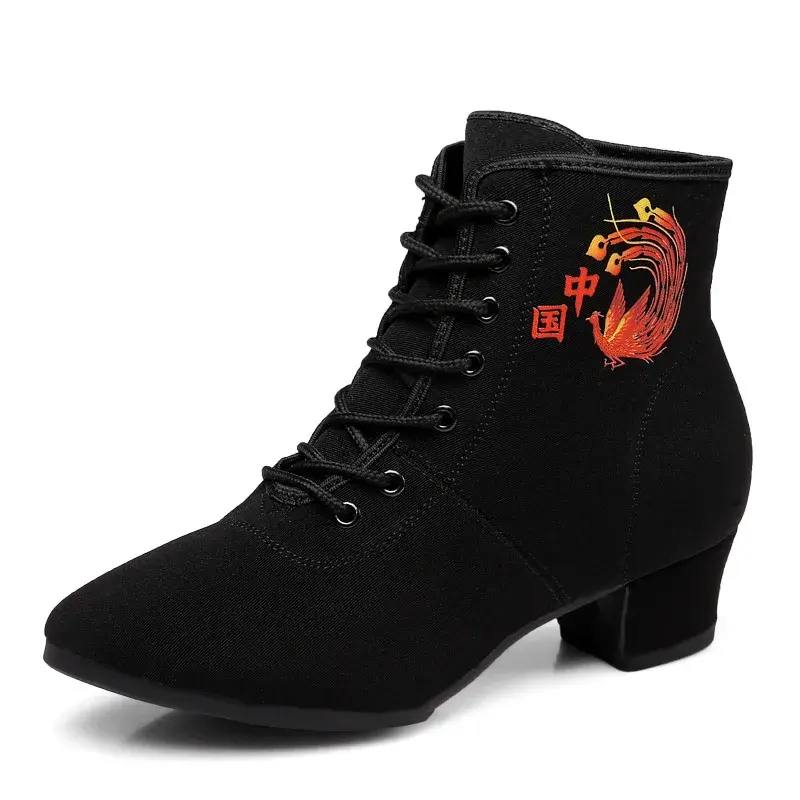 XIHAHA Girls High Top Latin Dance Shoes Women Black Salsa Jazz Dancing Boots Shoe Heel Outdoor Adult Woman Ballroom Sneakers