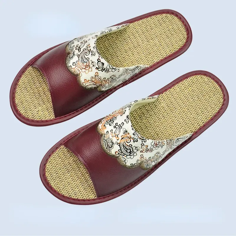 XIHAHA Woman Leather Embroider Slippers Home Indoor House Slippers Women Luxury Soft Flats Shoes Slipper Cool Sandals Home Shoes
