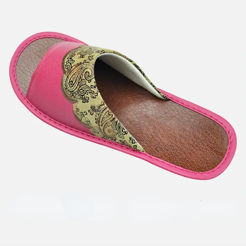 XIHAHA Woman Leather Embroider Slippers Home Indoor House Slippers Women Luxury Soft Flats Shoes Slipper Cool Sandals Home Shoes