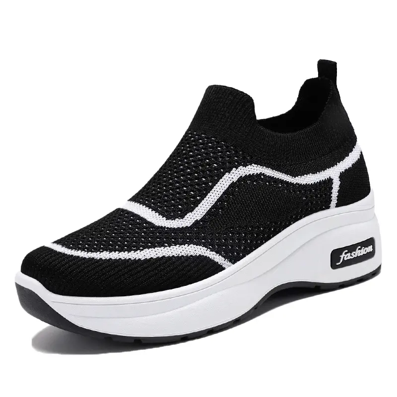 XIHAHA Women Breathable Sock Shoes Brand Woman Designer Sneaker Ladies Thick Bottom Casual Shoe Mesh Mother Dance Shoes