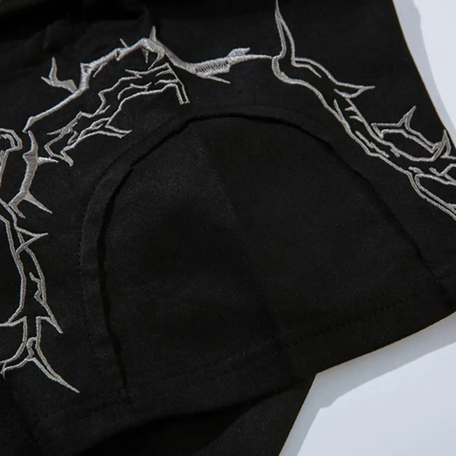 Embroidery Vintage Suede T Shirt Streetwear Harajuku Hip Hop Oversized T-shirt Summer Tee Tops Unisex