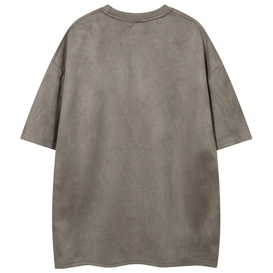 2025 Summer Men Vintage Suede T Shirt Cross Graphic Gothic Punk Tee Tops Streetwear Harajuku Oversized Hip Hop T-shirt Male