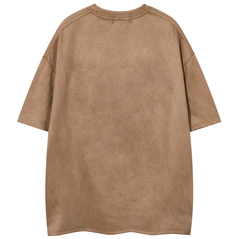 2025 Summer Men Vintage Suede T Shirt Cross Graphic Gothic Punk Tee Tops Streetwear Harajuku Oversized Hip Hop T-shirt Male