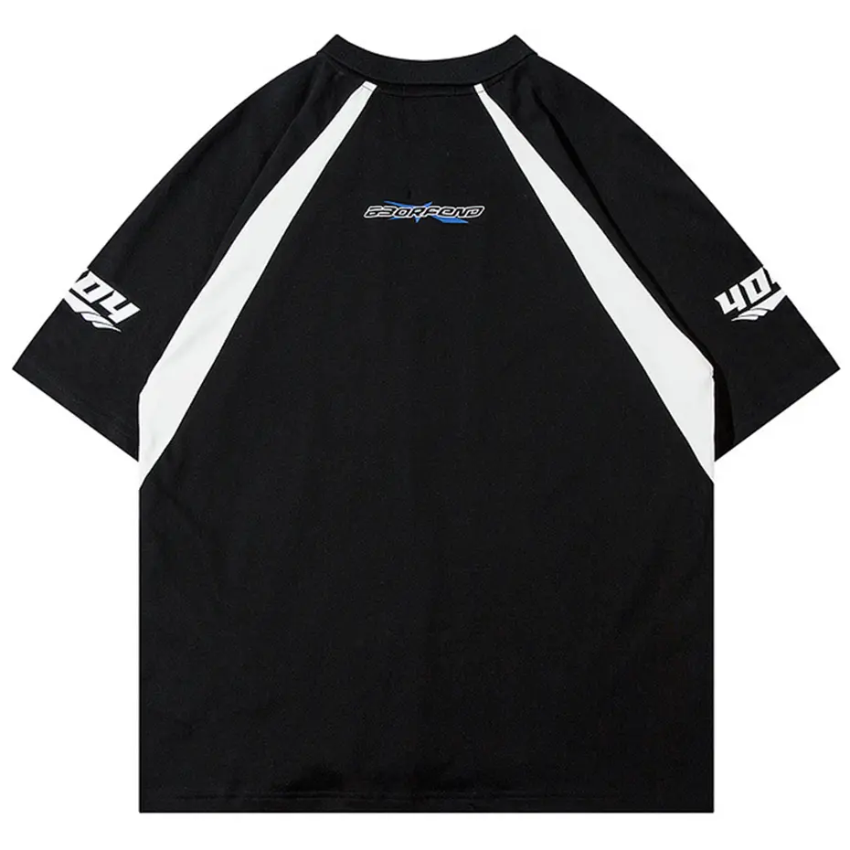 Men Hip Hop Streetwear Tshirts Color Block Patchwork Oversized Harajuku Racing T-shirt 2023 Fashion Loose Cotton Tee Shirt Tops