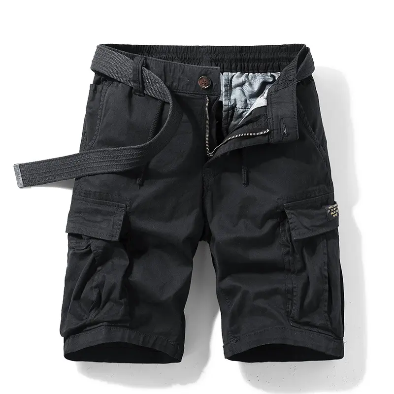 New Summer Men Cotton Multi pockets Cargo Shorts Jogger Loose Pants Man Casual Tooling Shorts Quality Male Shorts Pants NO Belts
