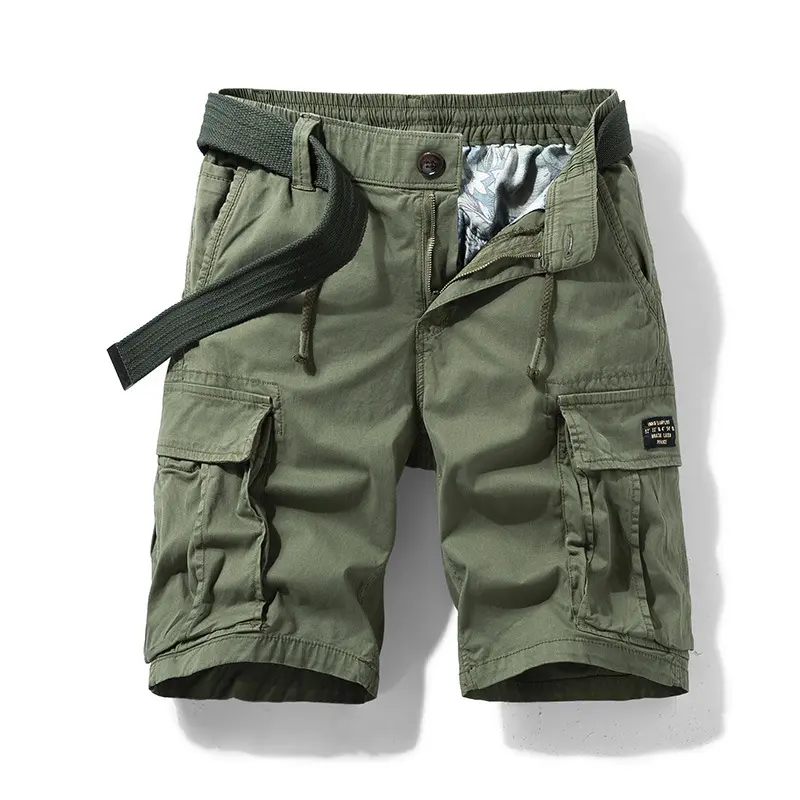 New Summer Men Cotton Multi pockets Cargo Shorts Jogger Loose Pants Man Casual Tooling Shorts Quality Male Shorts Pants NO Belts