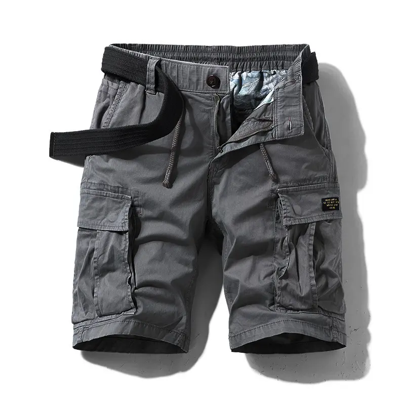 New Summer Men Cotton Multi pockets Cargo Shorts Jogger Loose Pants Man Casual Tooling Shorts Quality Male Shorts Pants NO Belts