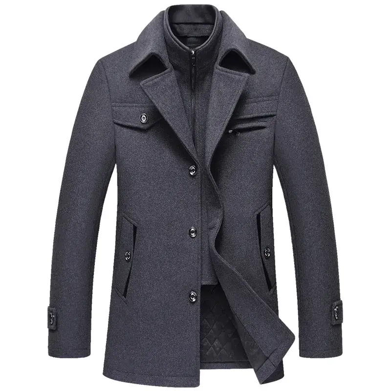 Men Winter Trench Coats Cashmere Wool Blends Man Winter Jackets Overcoats High Quality Male Business Casual Trench Coats 5XL