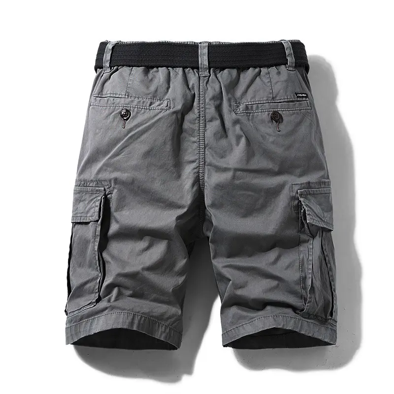 New Summer Men Cotton Multi pockets Cargo Shorts Jogger Loose Pants Man Casual Tooling Shorts Quality Male Shorts Pants NO Belts