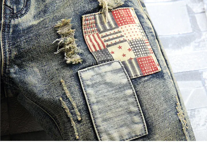 High Quality Men's Summer Holes Denim Shorts Jeans Men Straight Retro Shorts Jeans Men Knee Length Cowboy Jeans Shorts Size 40