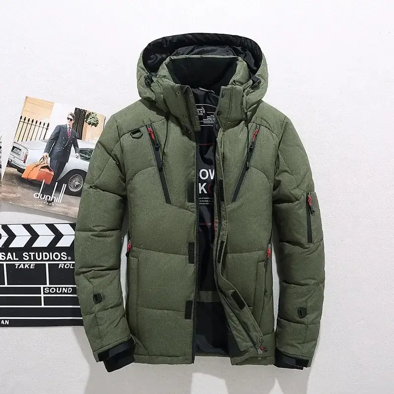 New Winter Men Hooded Casual  Puffer Jackets White Duck Down Coats High Quality Male Outdoor Windproof Warm Winter Parkas Size 5