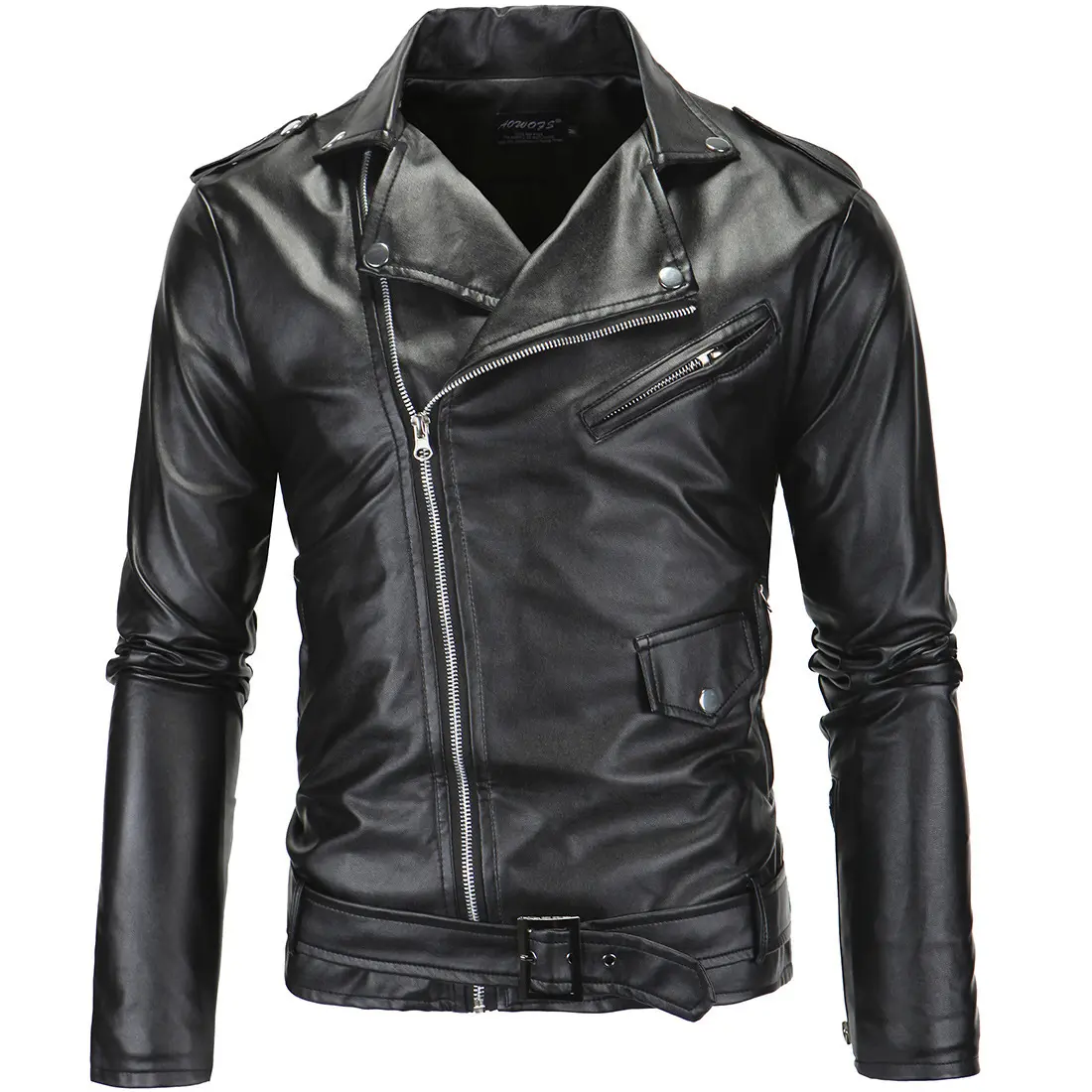 Men Slim White Leather Jackets Oblique Zipper Motorcycle Jackets New Men Outwear Moto Biker PU Leather Coats Size 4XL