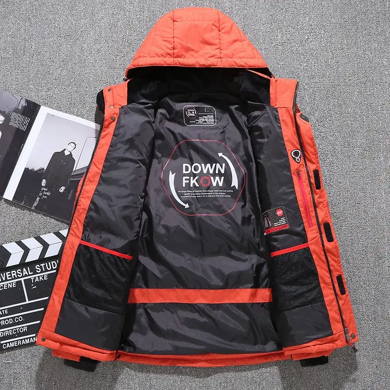 New Winter Men Hooded Casual  Puffer Jackets White Duck Down Coats High Quality Male Outdoor Windproof Warm Winter Parkas Size 5