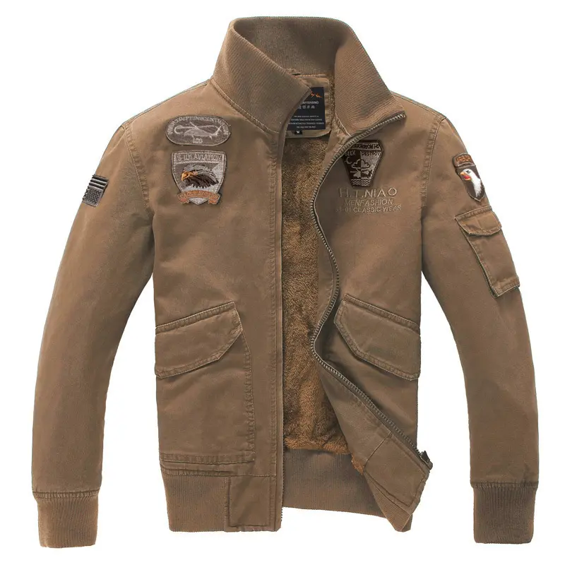 Men Air Force Jaquetas Military Style Multi Pockets Tooling Jackets Male Winter Bomber Jackets Quality Man Cotton Cargo Coats