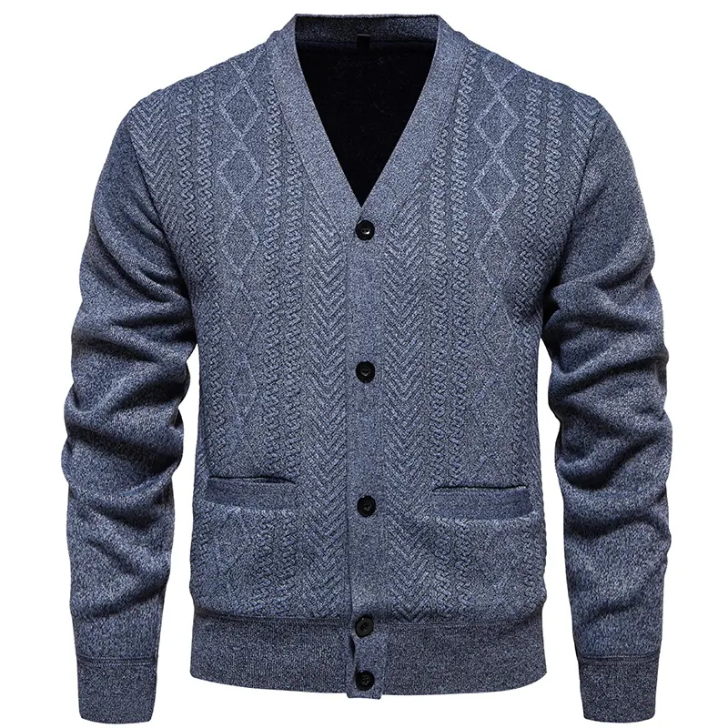 New Autumn Men V-neck Business Casual Cardigans Knitwear Sweaters High Quality Male Outwear Slim Sweatercoats Cardigans Size XXL