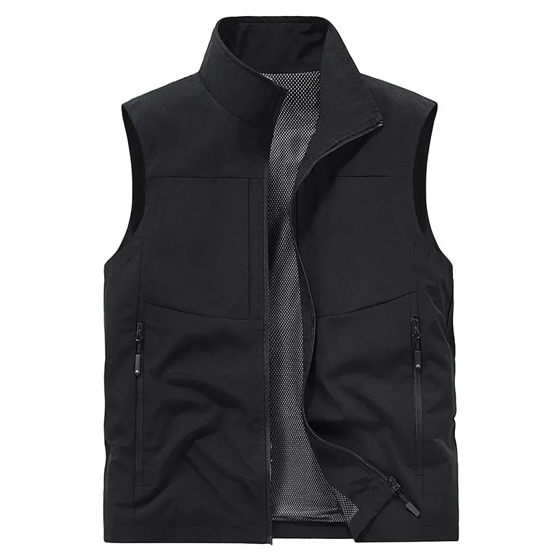 New Summer Men Outdoor Waterproof Quick Drying Cargo Vests Male Thin Mesh Breathable Waistcoats Climbing Sleeveless Jackets 5XL