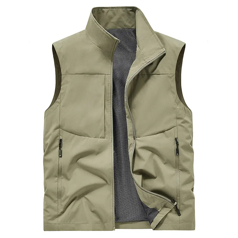 New Summer Men Outdoor Waterproof Quick Drying Cargo Vests Male Thin Mesh Breathable Waistcoats Climbing Sleeveless Jackets 5XL