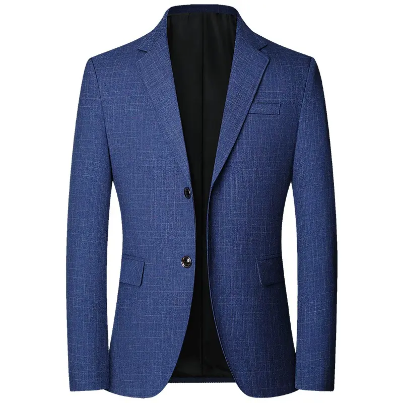 Men Blue Plaid Blazers Jackets Business Formal Wear Suits Jackets Coats New Spring Autumn Male Casual Slim Fit Blazers Size 4XL