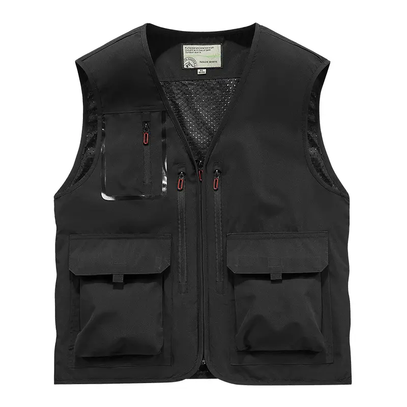 Men Outdoor Multi Pockets Cargo Vests Photography Sleeveless Jacket New Summer Thin Mesh Breathable Waistcoats Male Casual Vests