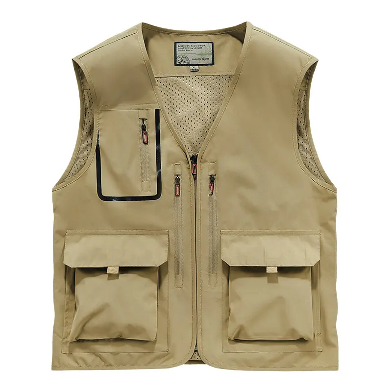 Men Outdoor Multi Pockets Cargo Vests Photography Sleeveless Jacket New Summer Thin Mesh Breathable Waistcoats Male Casual Vests