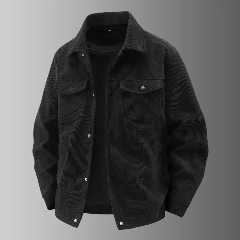 New Fashion Men Autumn Corduroy Casual Jackets Man Lapel Coats Multiple Pockets Cargo Jackets Male Loose Tooling Coats Size 5XL