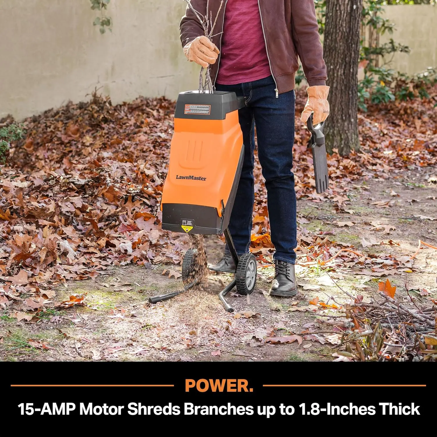 FD1503 Electric Wood Chipper Shredder 15-Amp 1.8-Inch Cutting Diameter Max 14:1 Reduction