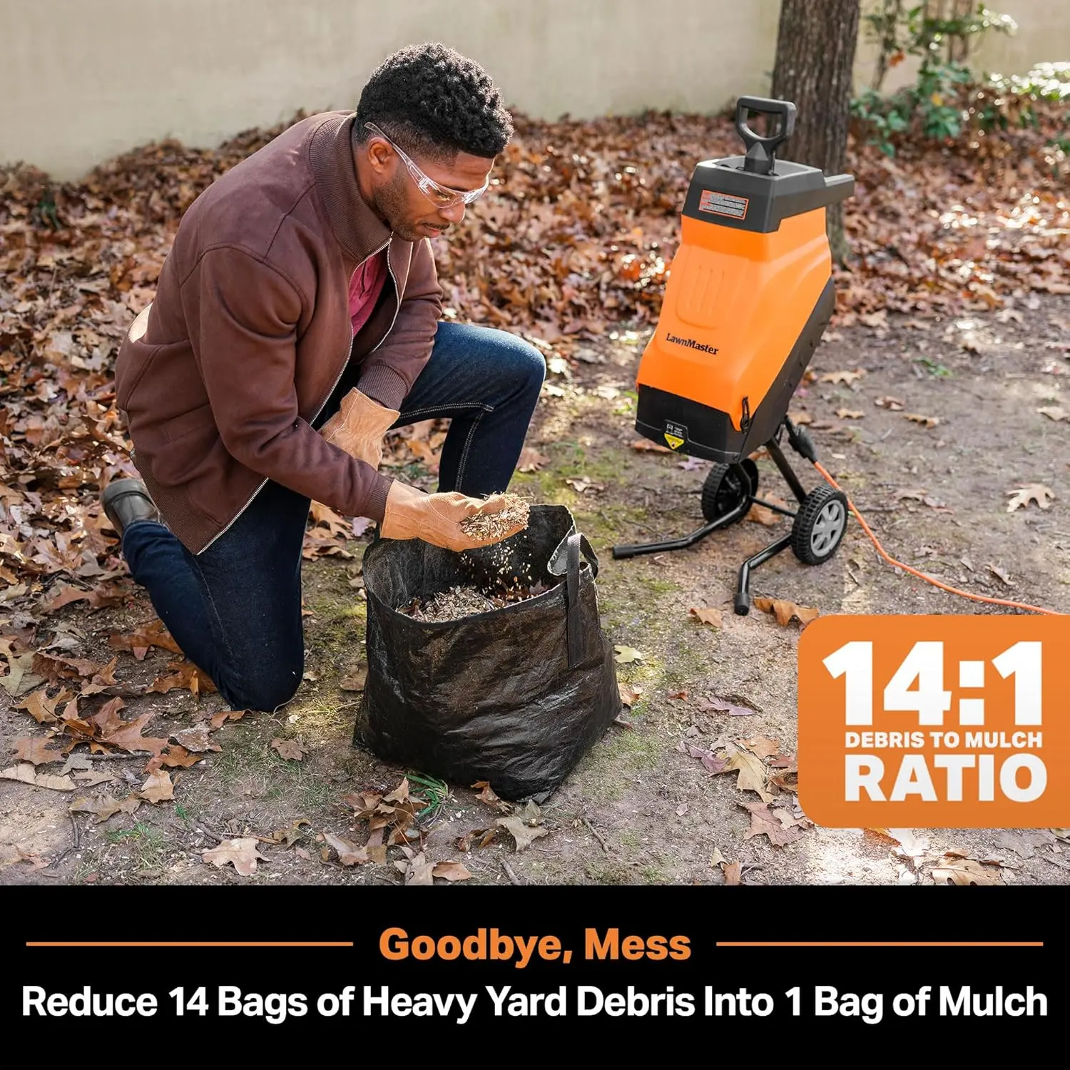 FD1503 Electric Wood Chipper Shredder 15-Amp 1.8-Inch Cutting Diameter Max 14:1 Reduction