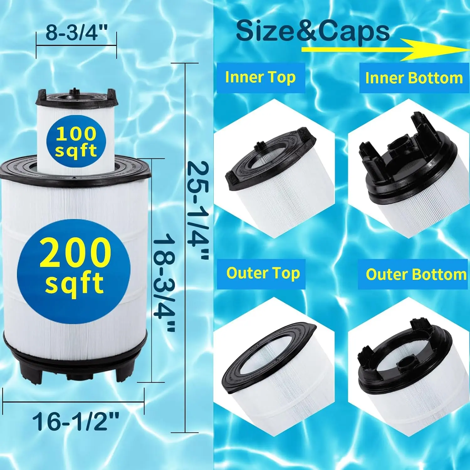 3 Sta-Rite System 3 S7M120 Pool Filter Inner&Outer Replacement 25021-0200S 25022-0201S SR300 300Sq.ft