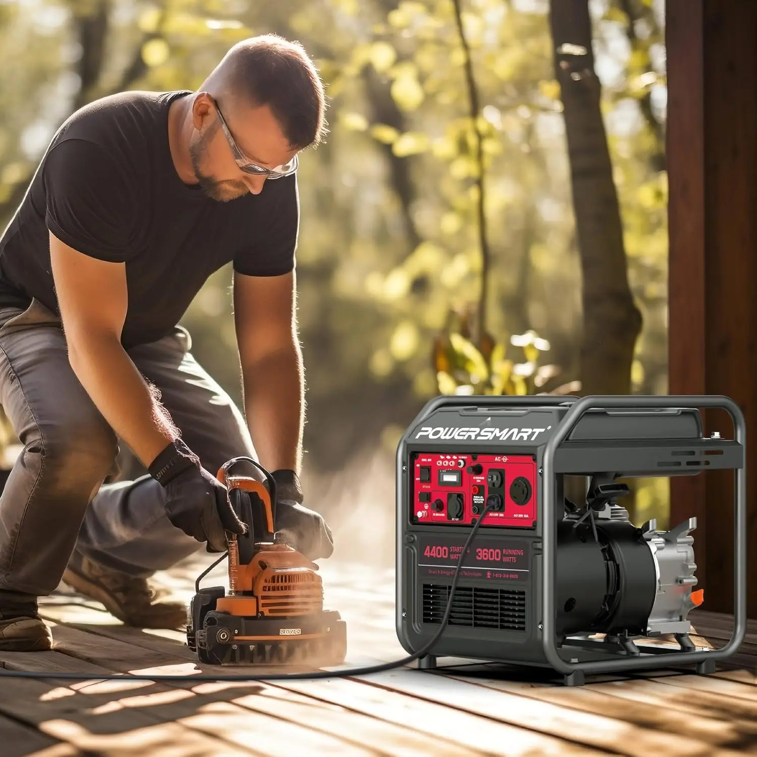 4400 Watt Gas Powered Portable Open Frame Generator, Camping Home Backup Use EPA Compliant, Super Quiet RV Ready 30A Outlet
